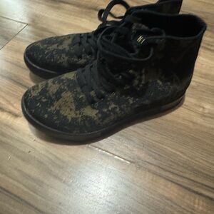 Black and Gold High-Top Sneakers